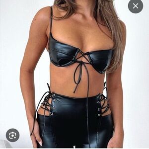 White fox boutique Black Leather bikini